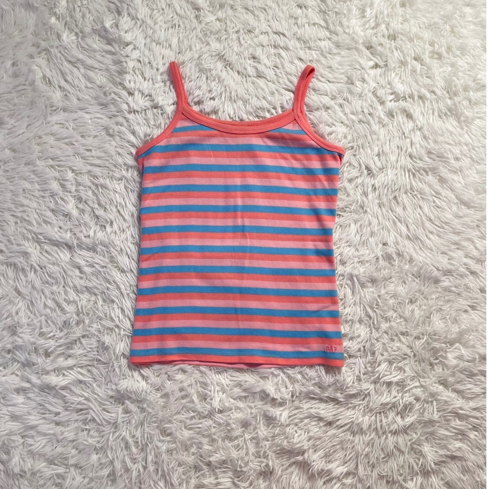 y2k coral, pink, teal striped tank top xxl